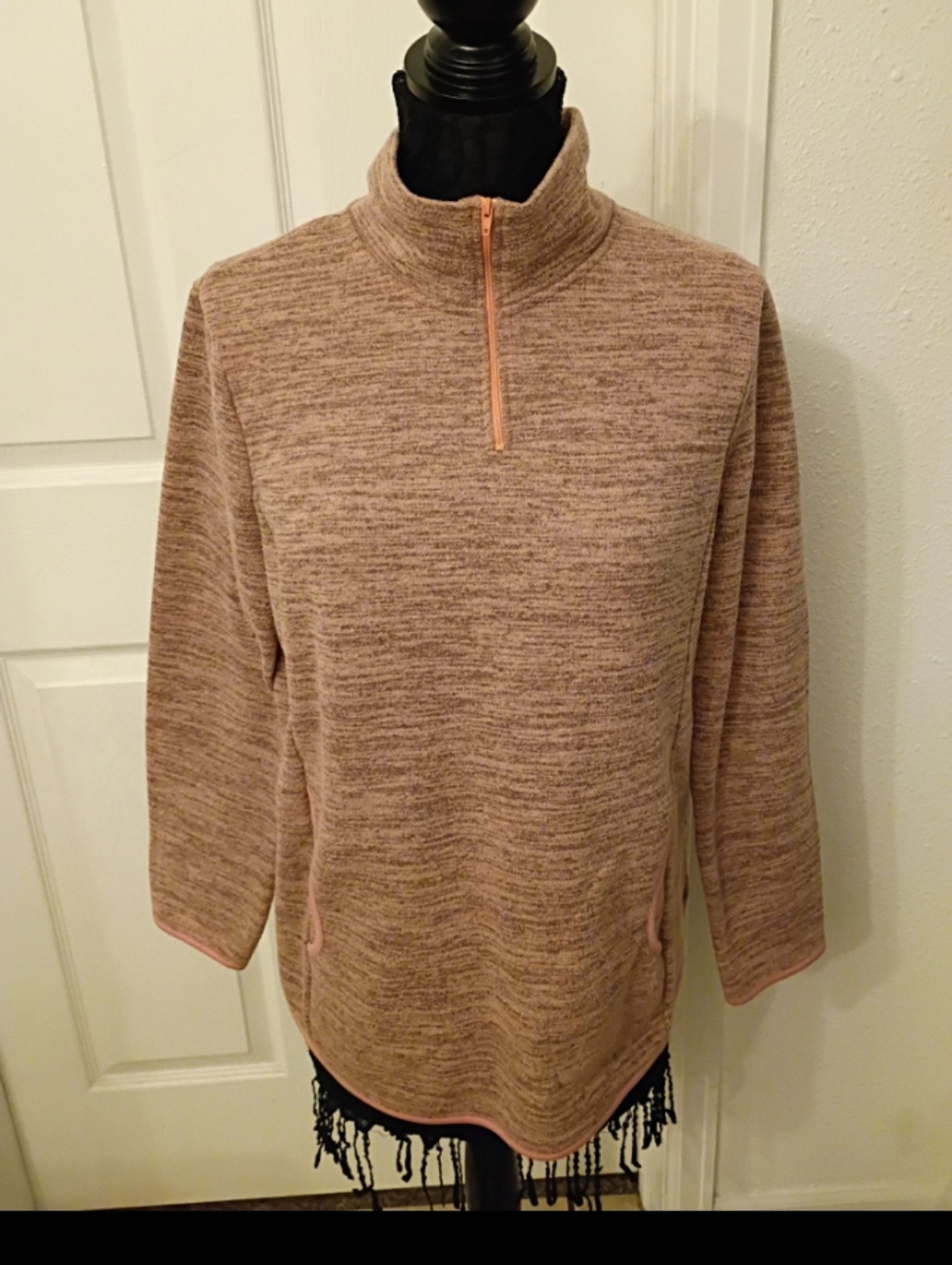 Women's Tan Quarter-Zip Sweater